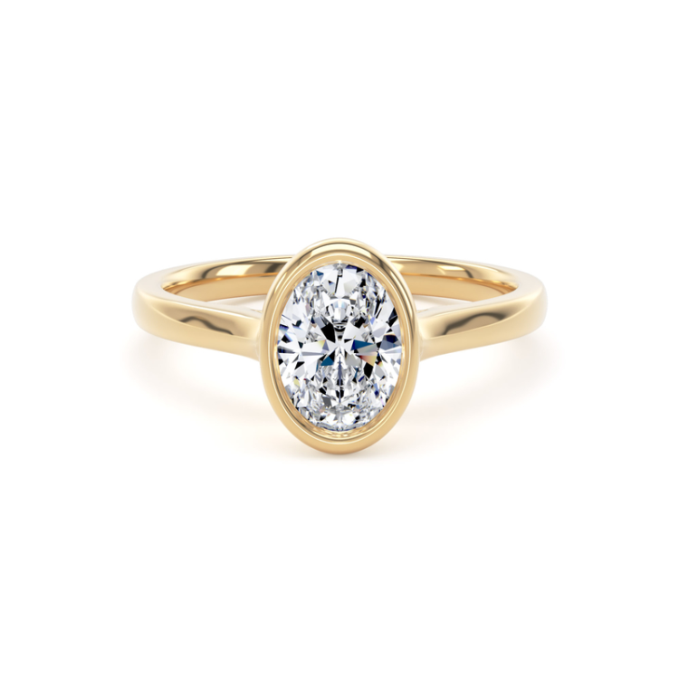 Rivoli Oval Bezel Set Diamond (Lab Grown) Solitaire Ring