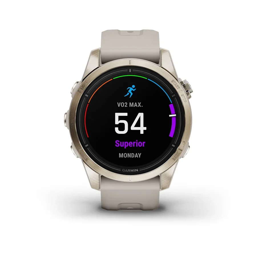 Garmin epix™ Pro (Gen 2) Sapphire Edition 42 mm, Soft Gold with Light Sand Silicone Band