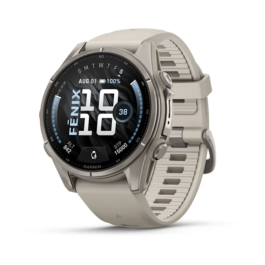 Garmin fēnix® 9 43 mm, AMOLED, Titanium with Fog Grey Silicone Band