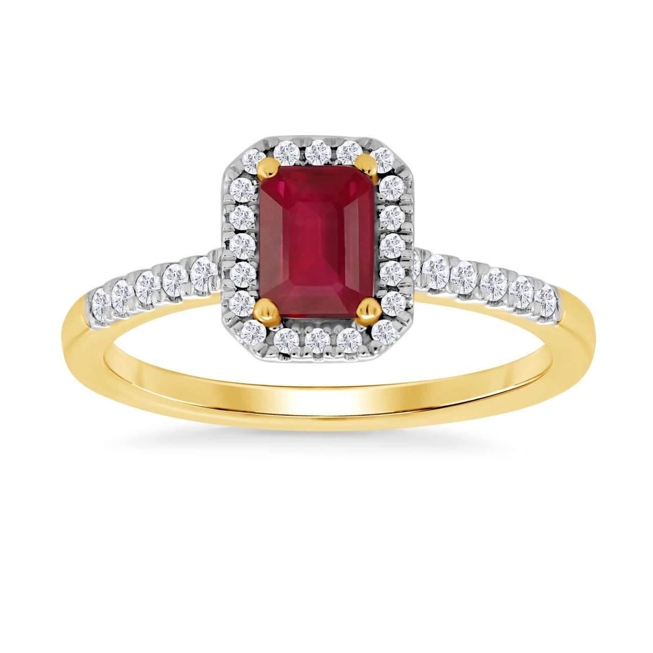 9ct Ruby and Diamond Halo Ring : 0113025