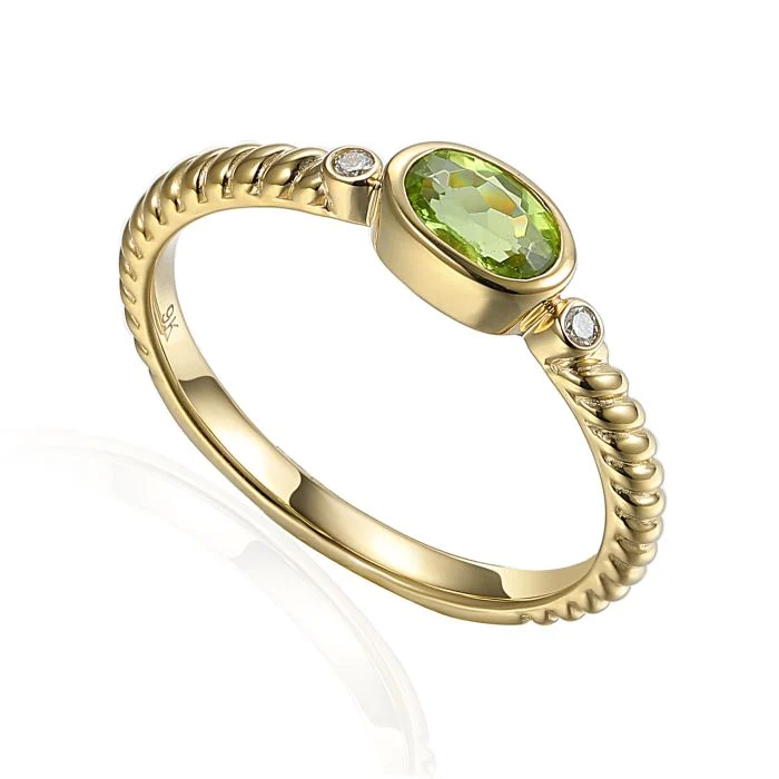 9ct Peridot and Diamond Ring