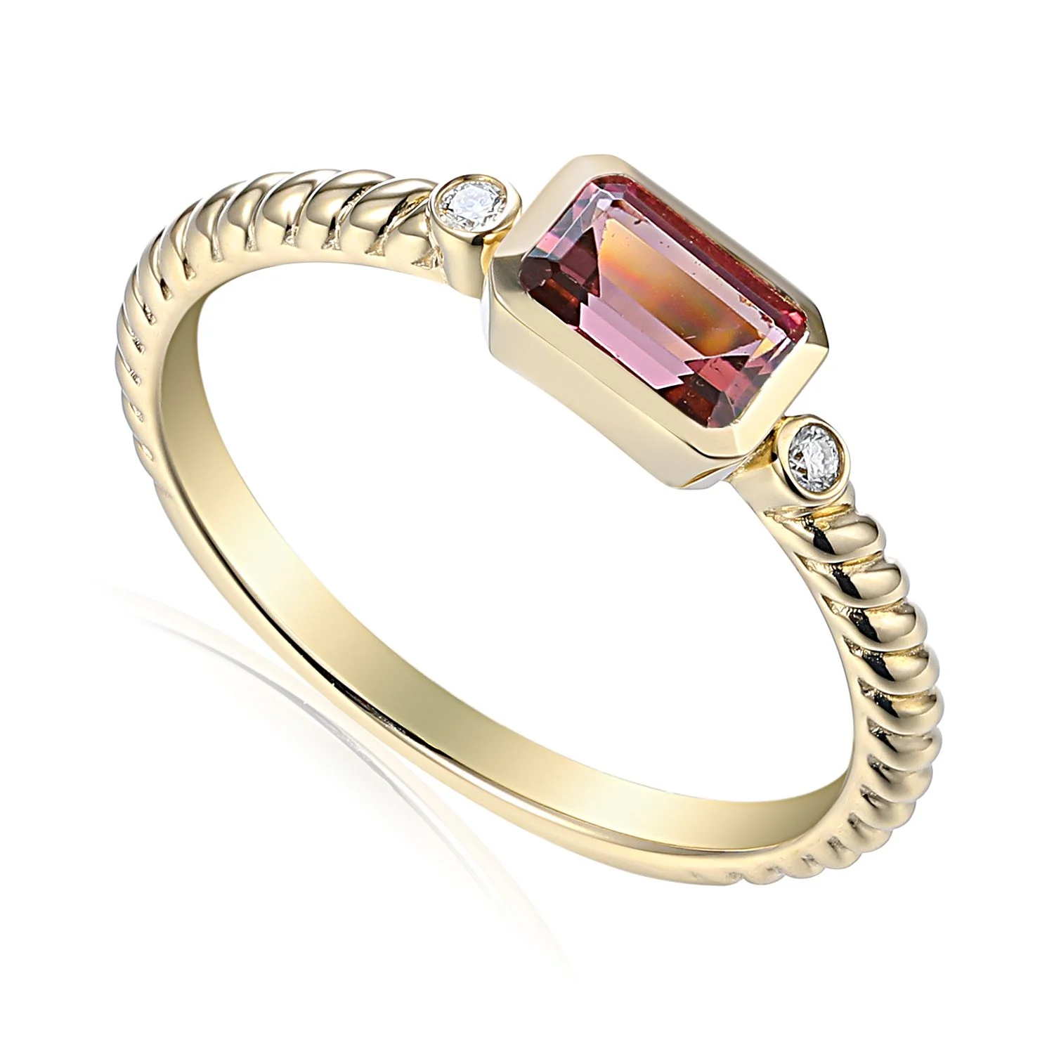 9ct Pink Tourmaline and Diamond Ring