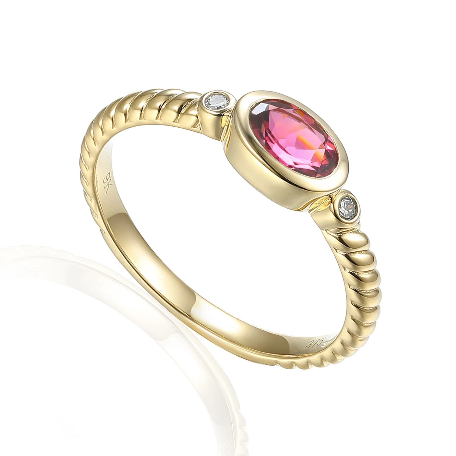9ct Gold Pink Tourmaline and Diamond Ring