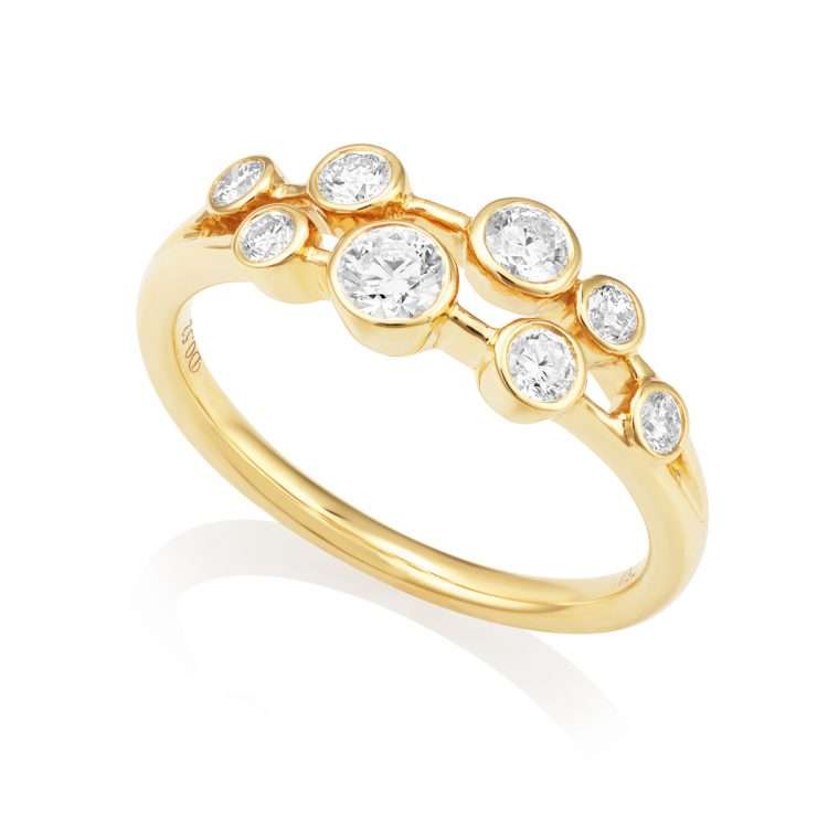 18ct Yellow Gold Diamond Bubble Ring