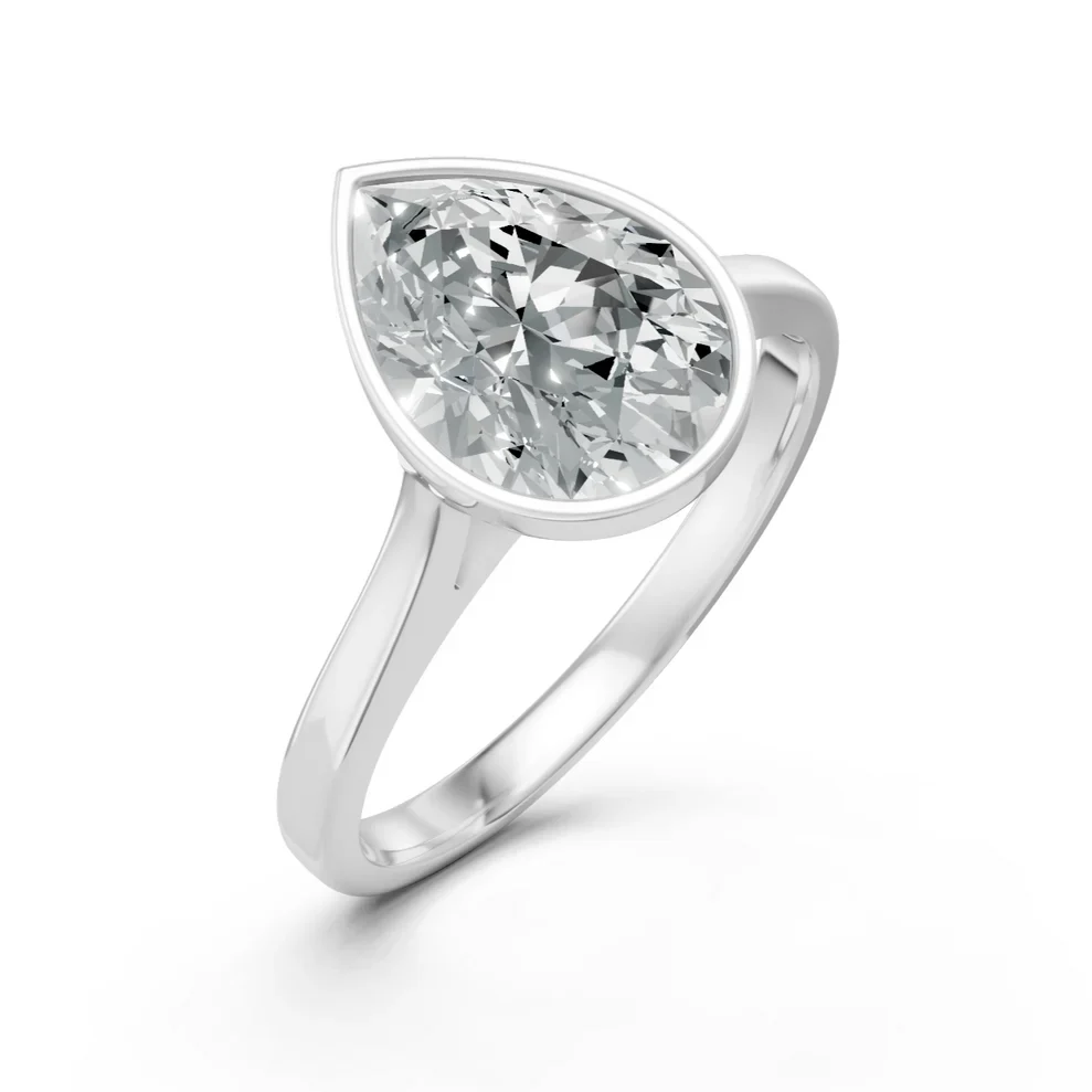 Rivoli Pear Shaped Bezel Set Diamond (Lab Grown) Ring