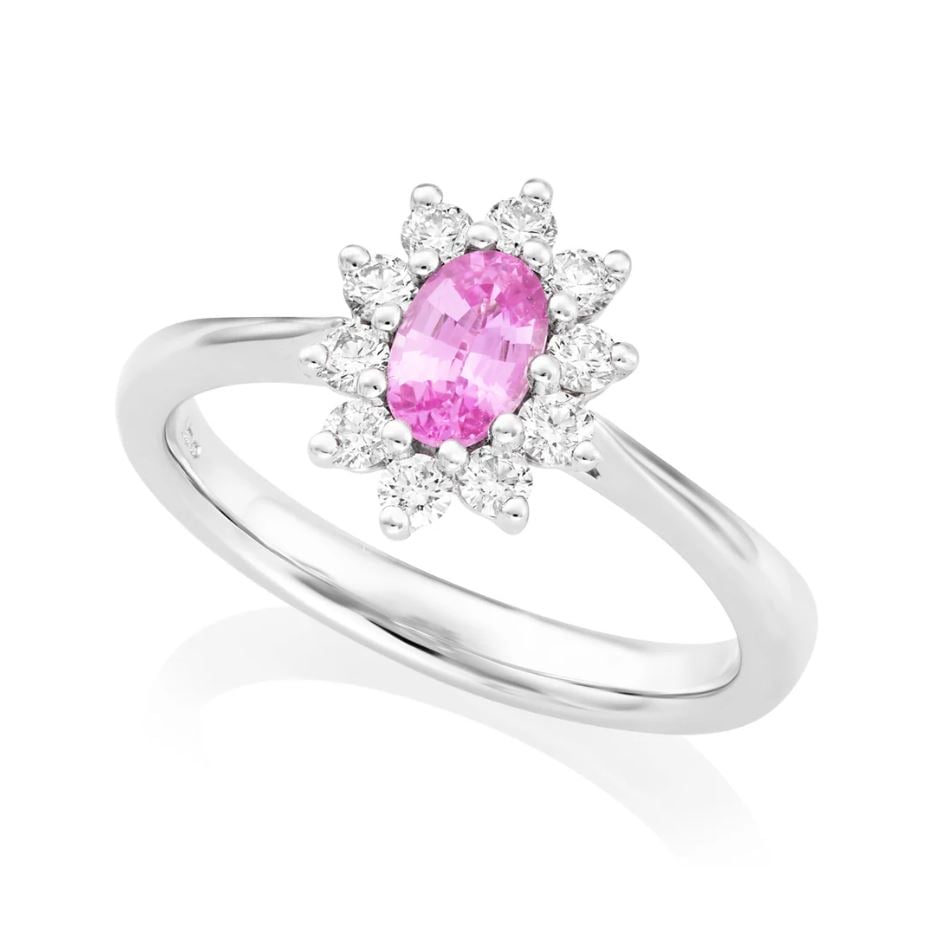 18ct Pink Sapphire and Diamond Cluster Ring