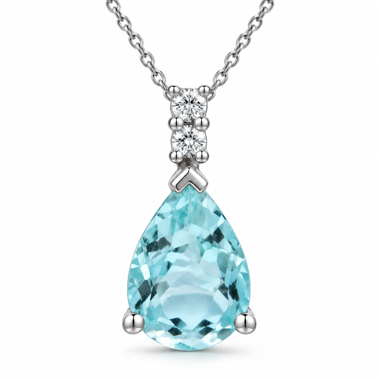 18ct White Gold Aquamarine and Diamond Pendant