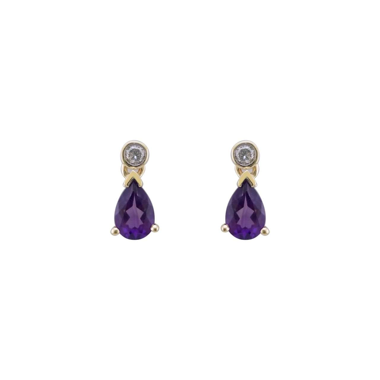 9ct Amethyst and Diamond Earrings