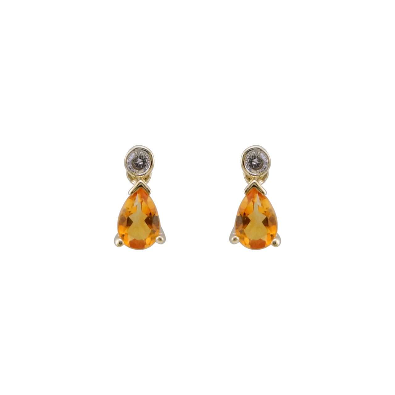 9ct Citrine and Diamond Earrings : 0210068