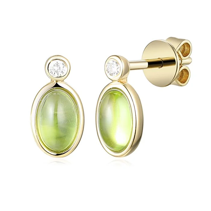 9ct Yellow Gold Diamond and Peridot Earrings