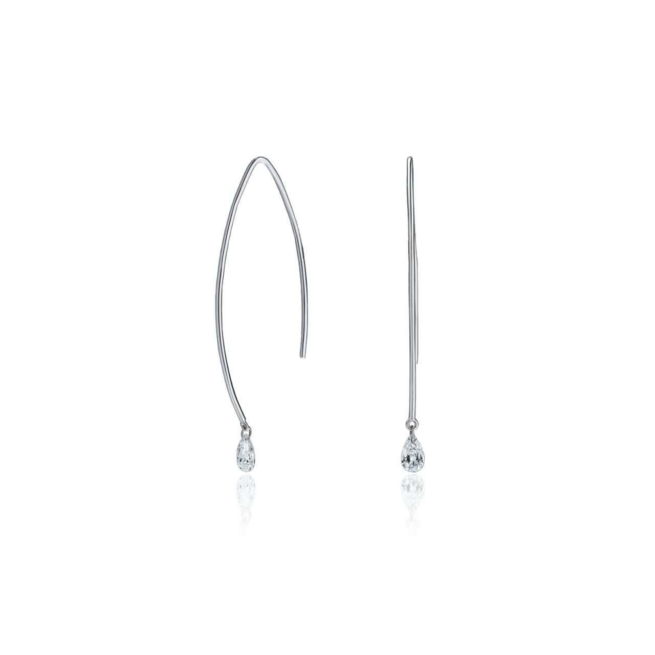 18ct White Gold Pear Diamond Lustre Drop Earrings