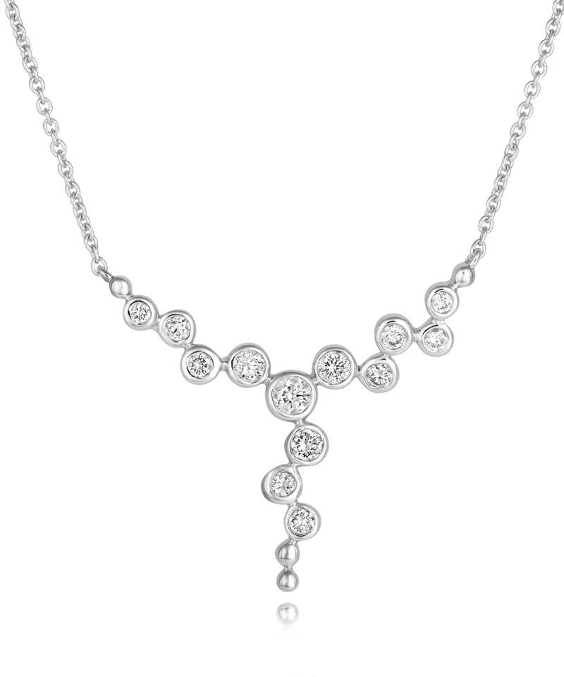 18ct White Gold Diamond Bubble Necklace : 0257762