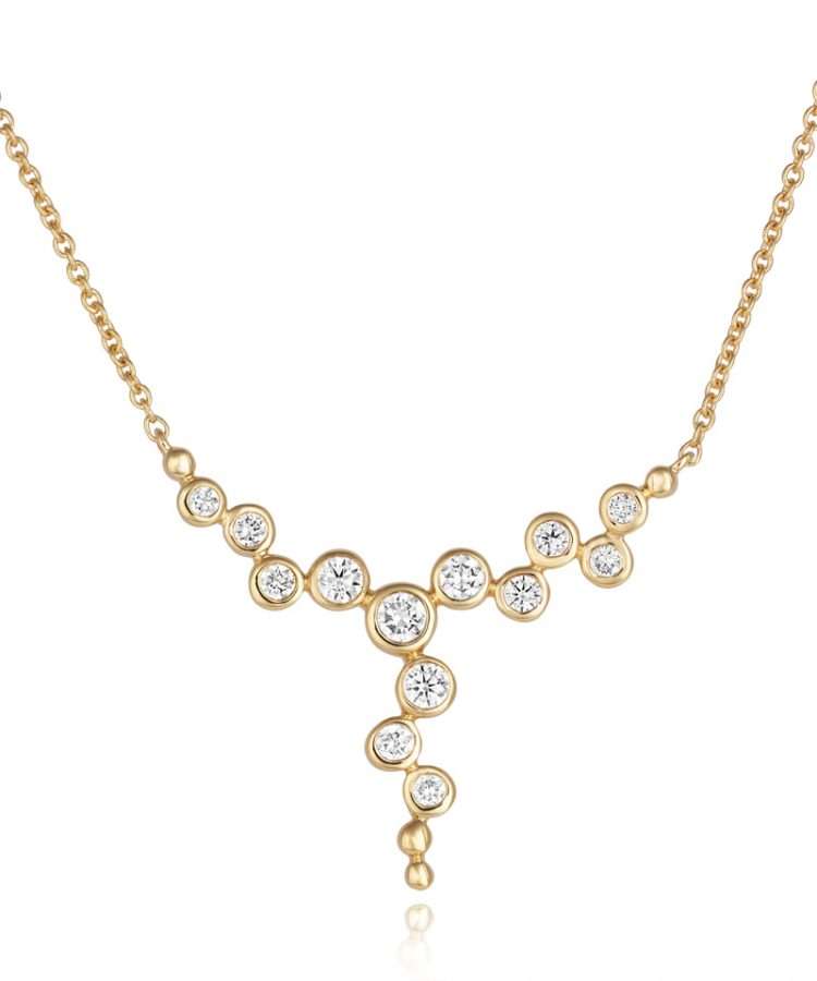 18ct Yellow Gold Diamond Bubble Necklace