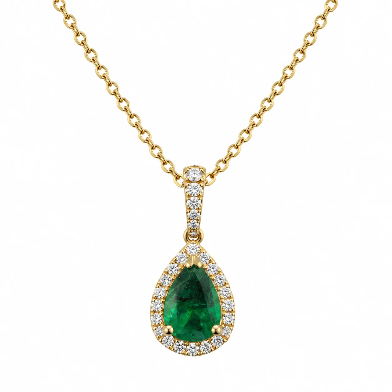 18ct Emerald and Diamond Pendant