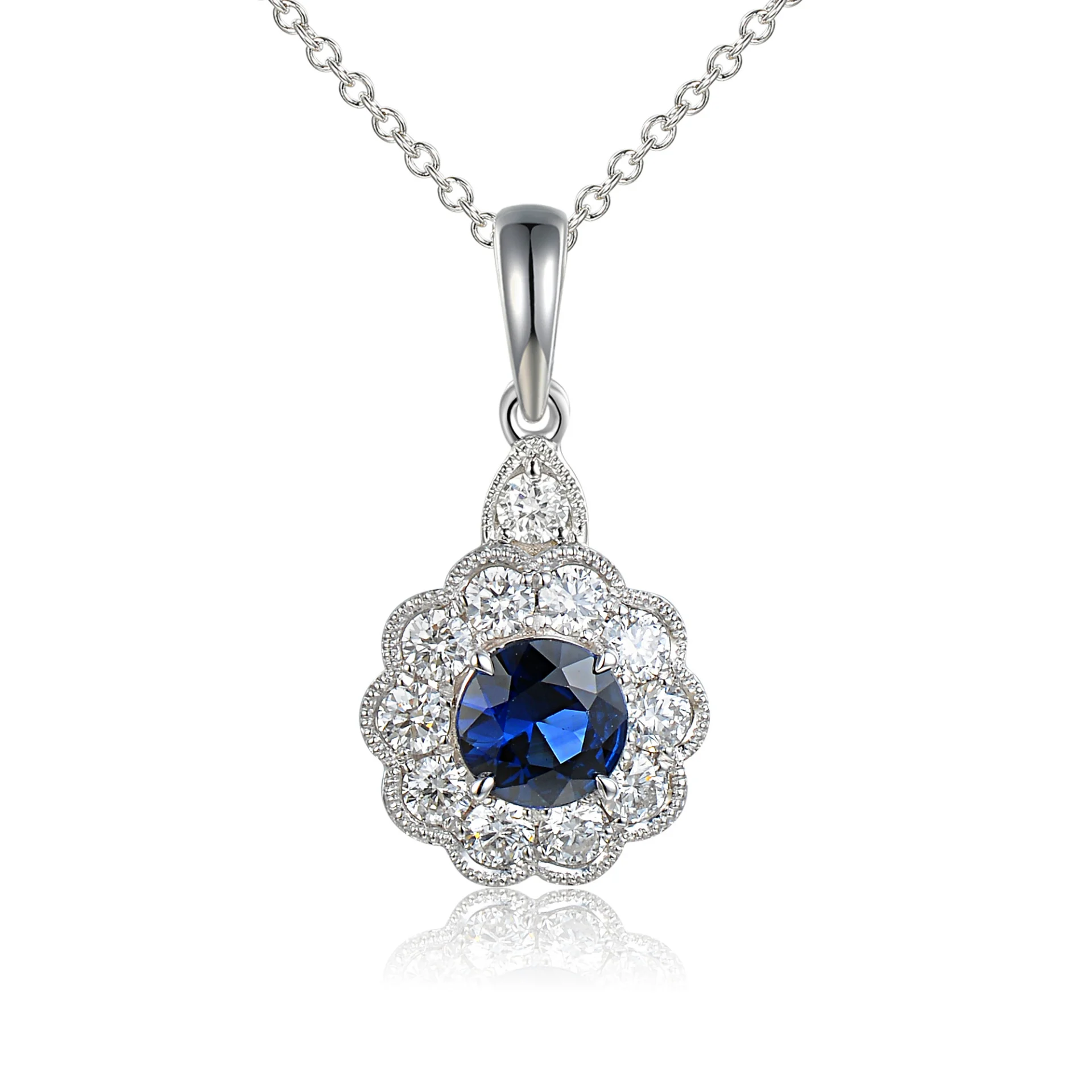 18ct Gold Diamond and Sapphire Pendant