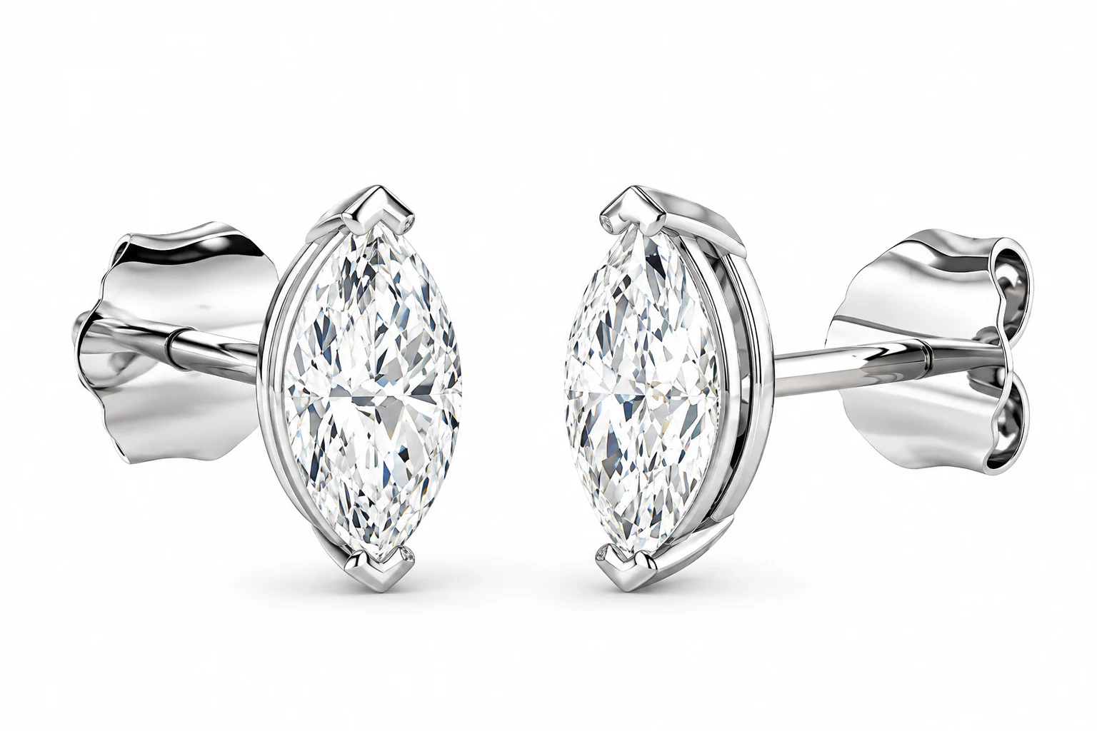 9ct Diamond (Lab Grown) Marquise Stud Earrings, 0.74ct