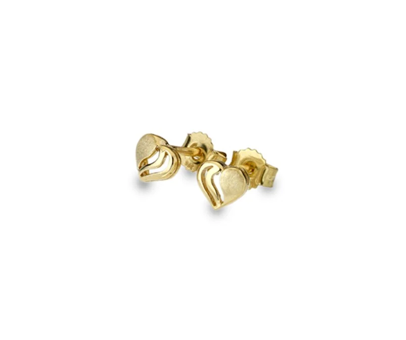 9ct Yellow Heart Stud Earrings