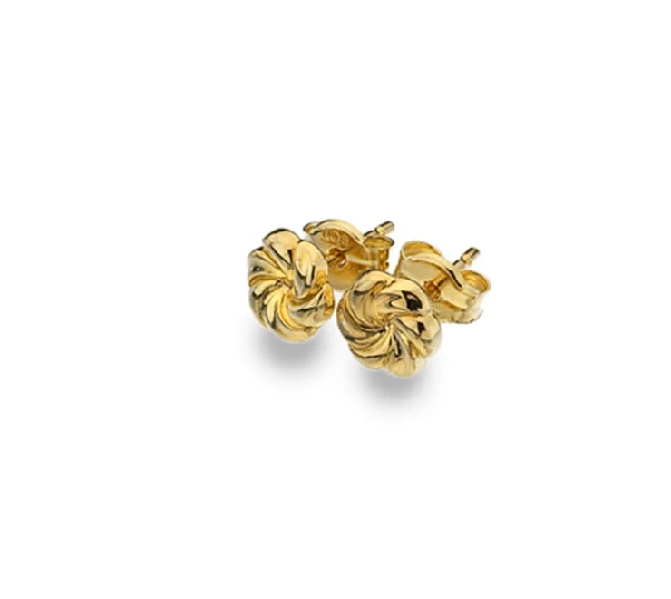 9ct Yellow Small Floral Swirl Stud