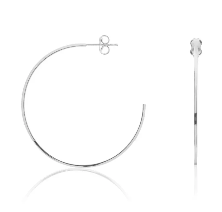 9ct White Gold Hoop Earrings, 41mm