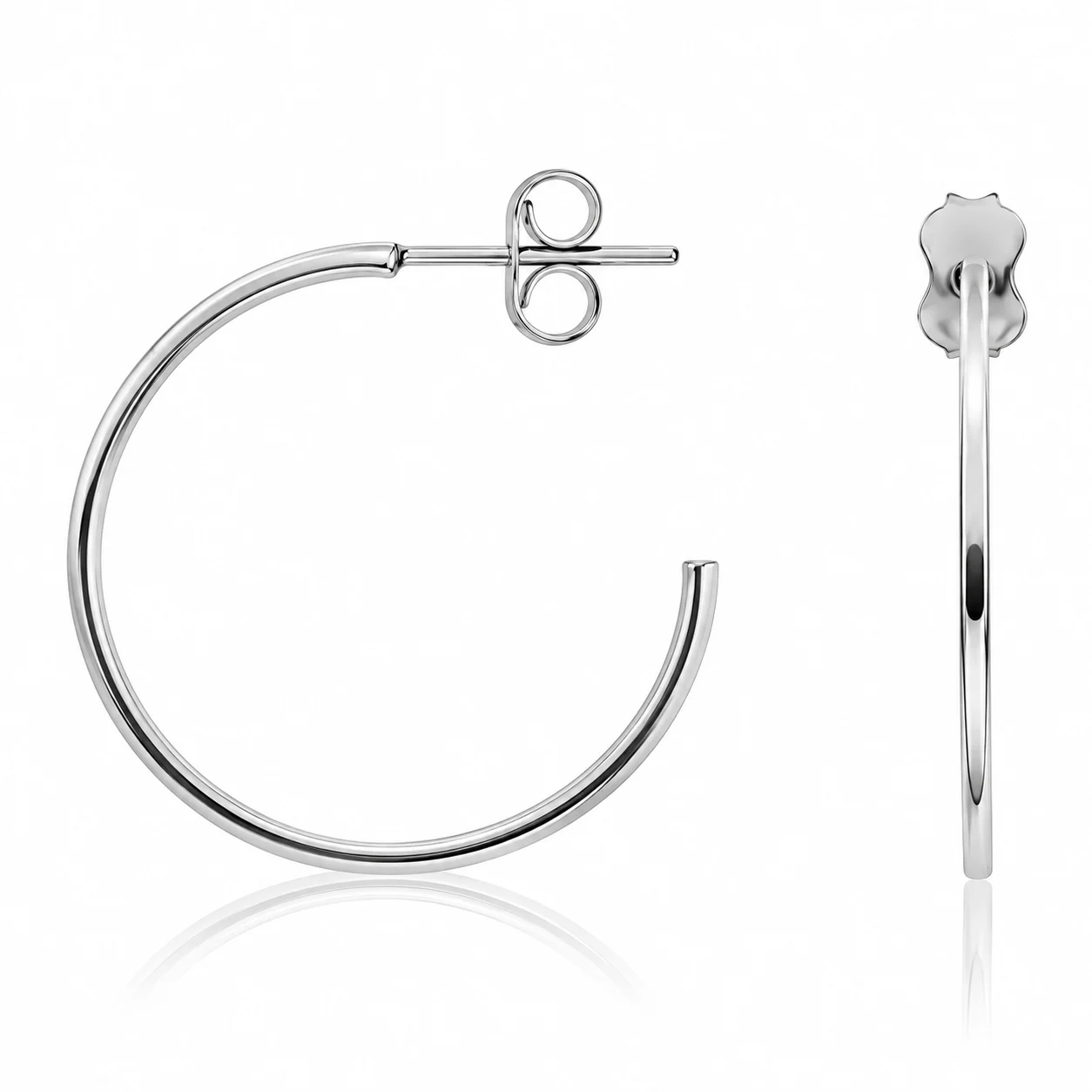 9ct White Gold Hoop Earring, 22mm