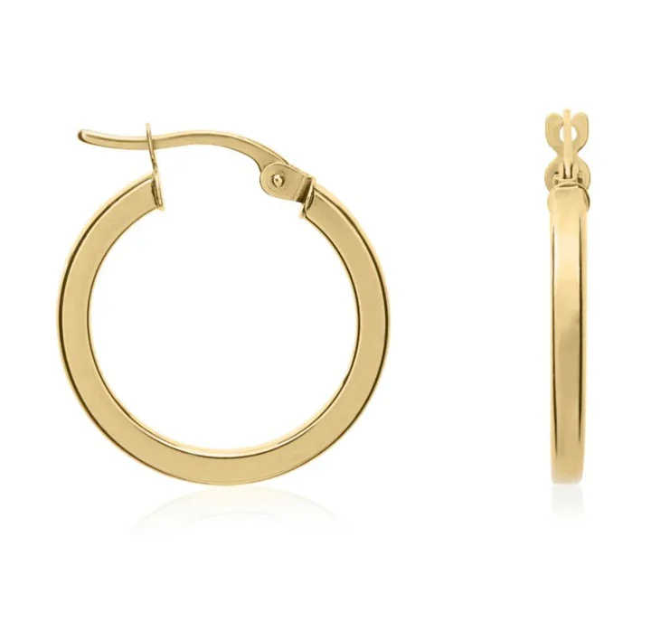 9ct Yellow Gold, Round, Hoop Earrings, 19mm