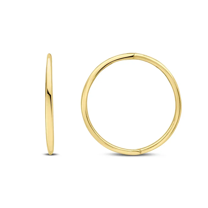 9ct Yellow Gold, Round, Sleeper Hoop Earrings, 19mm