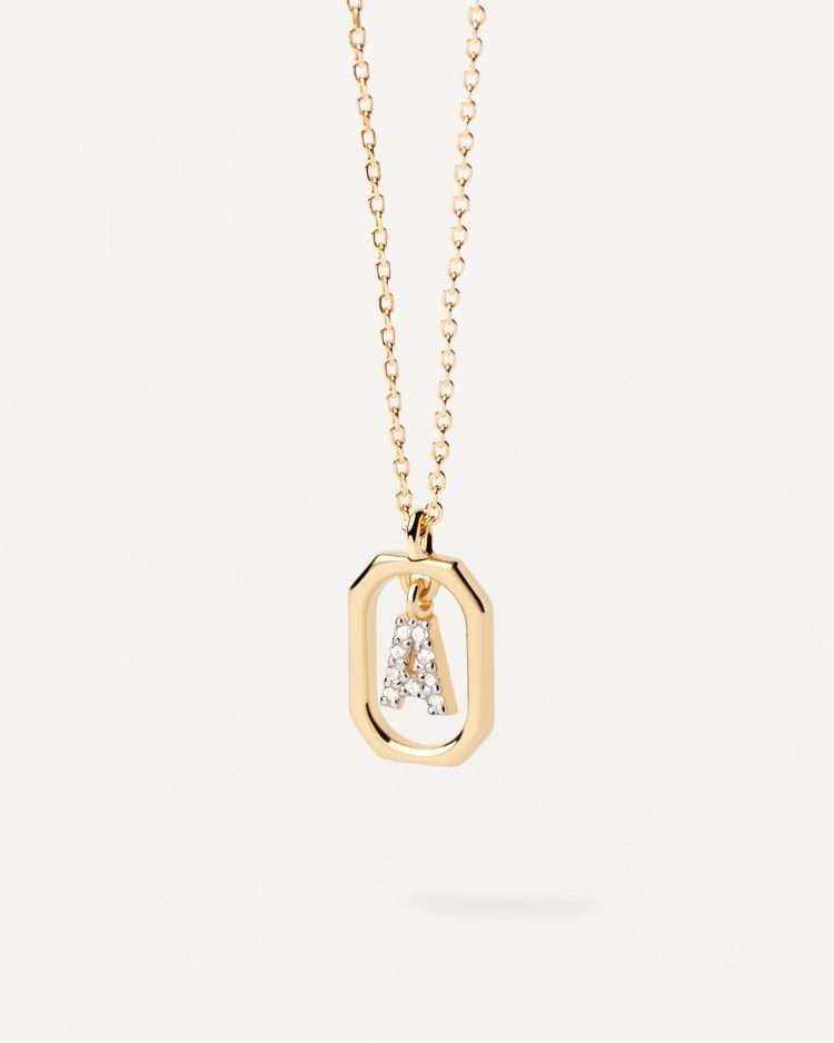 PDPaola Mini Letter Necklace, Gold Plated - B