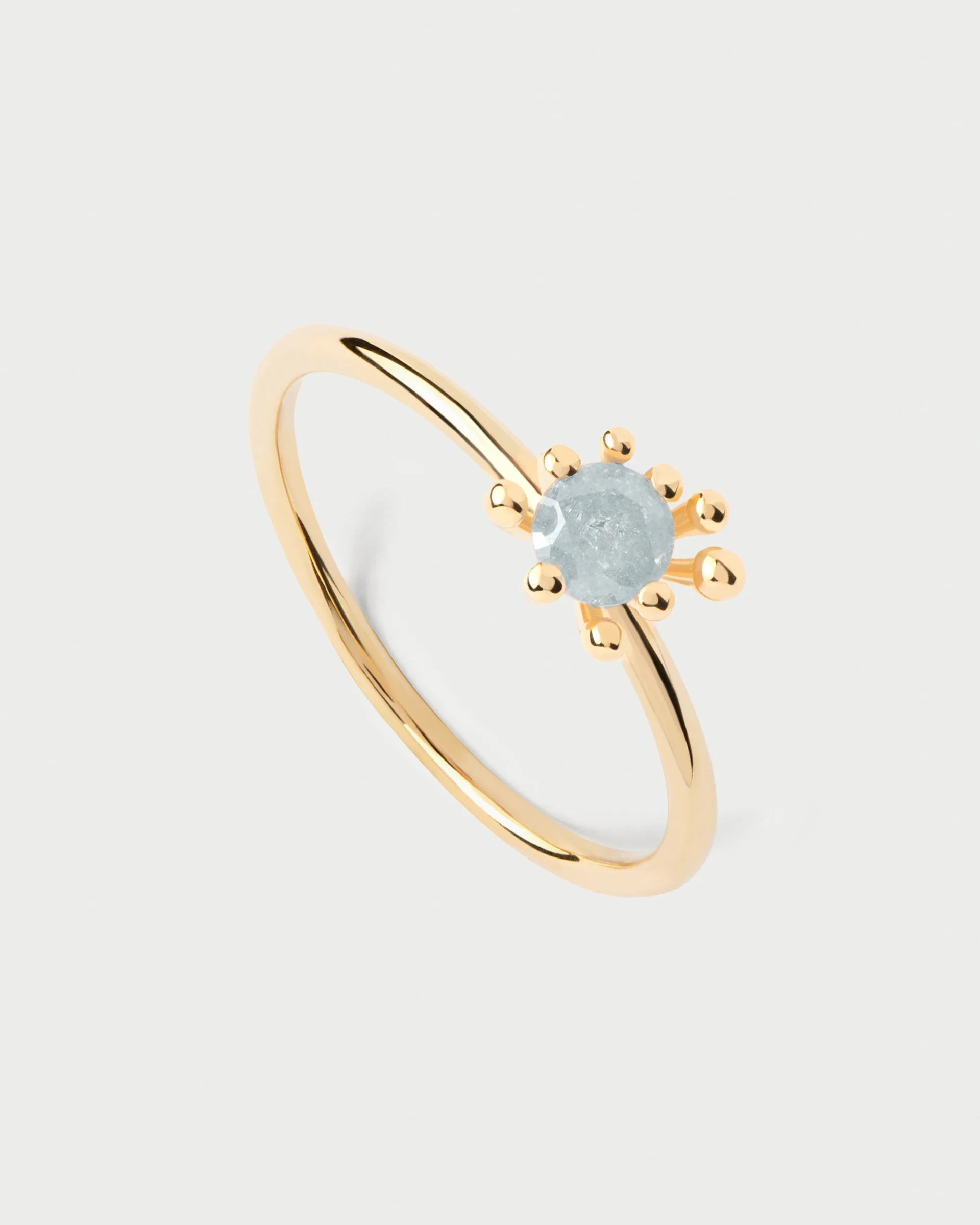 PDPaola Grey Fleur Ring, Gold Plated