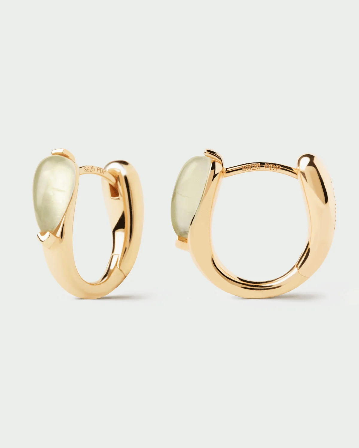 PDPaola Prehnite Isla Hoops, Gold Plated