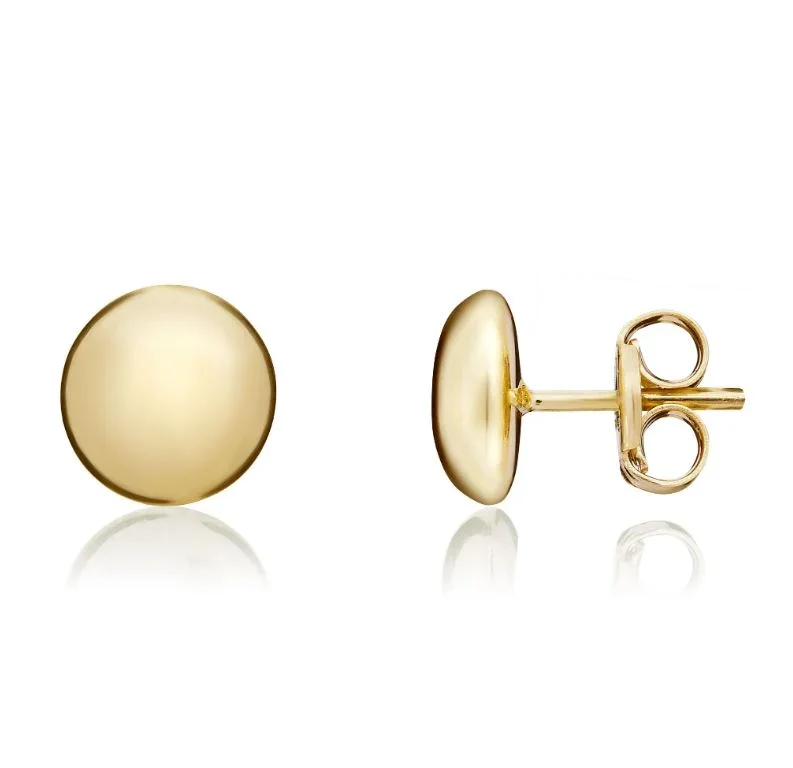 9ct Yellow Gold 7mm Button Stud Earrings