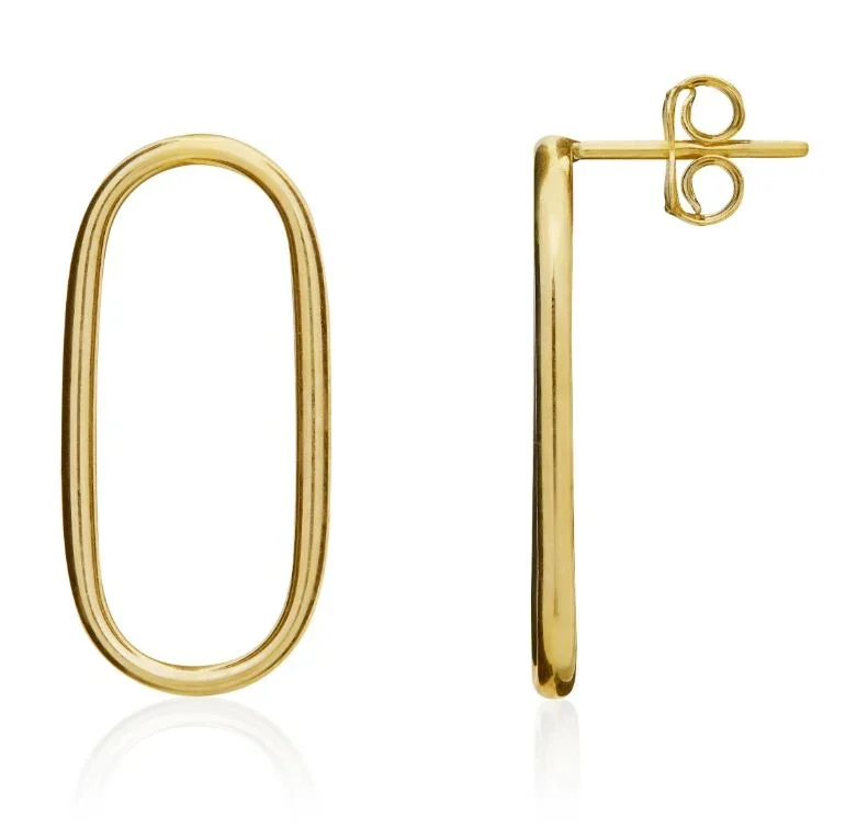 9ct Yellow Gold Open Oval Drop Earrings
