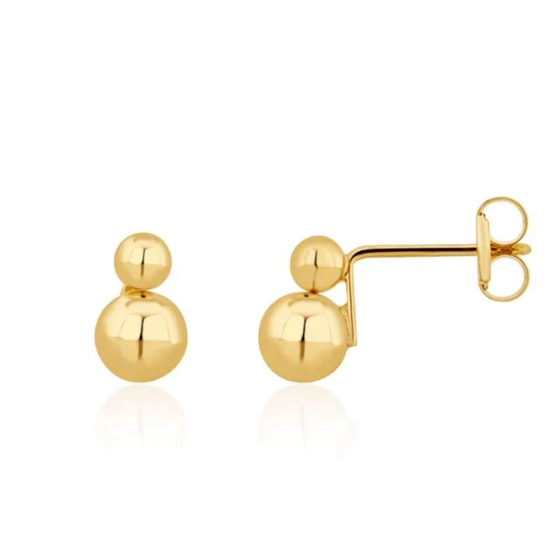 9ct Yellow Gold 3mm and 5mm Double Stud Earrings