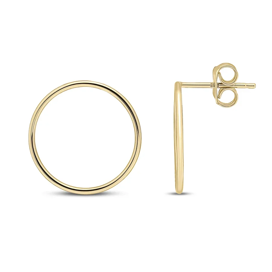 9ct Yellow Gold Open Circle Drop Earrings