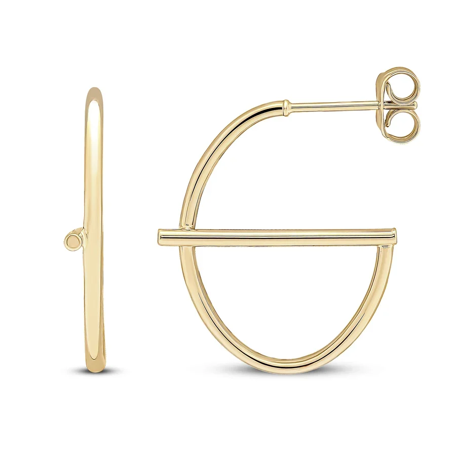 9ct Yellow Gold Half Hoop Bar Earrings