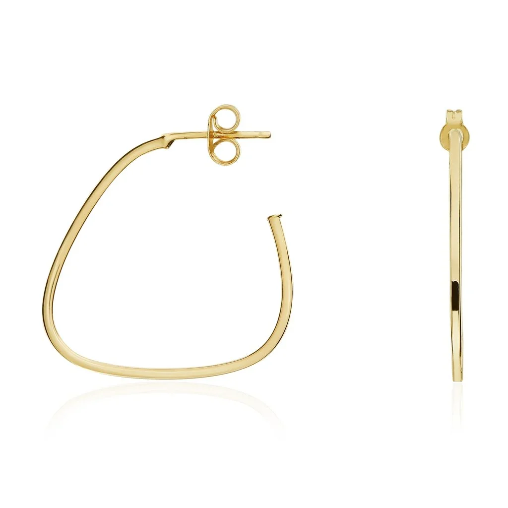 9ct Yellow Gold Thin Triangle Hoop Earrings