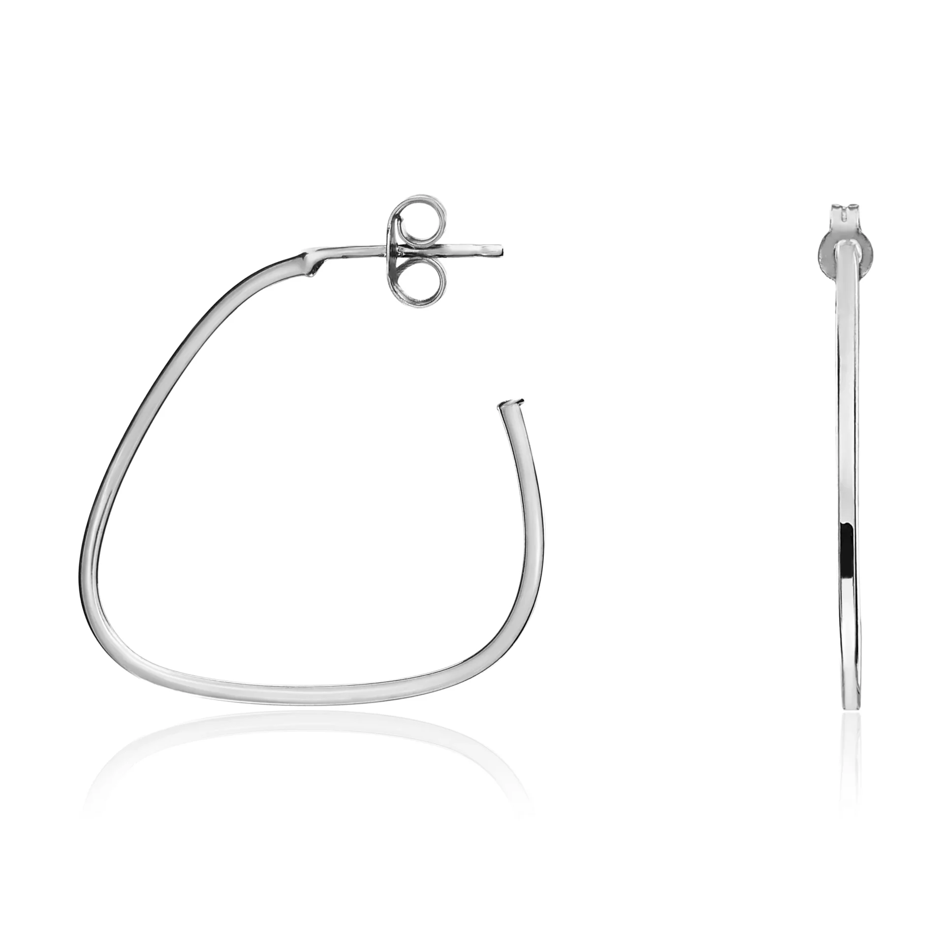 9ct White Gold Triangle Hoop Earring