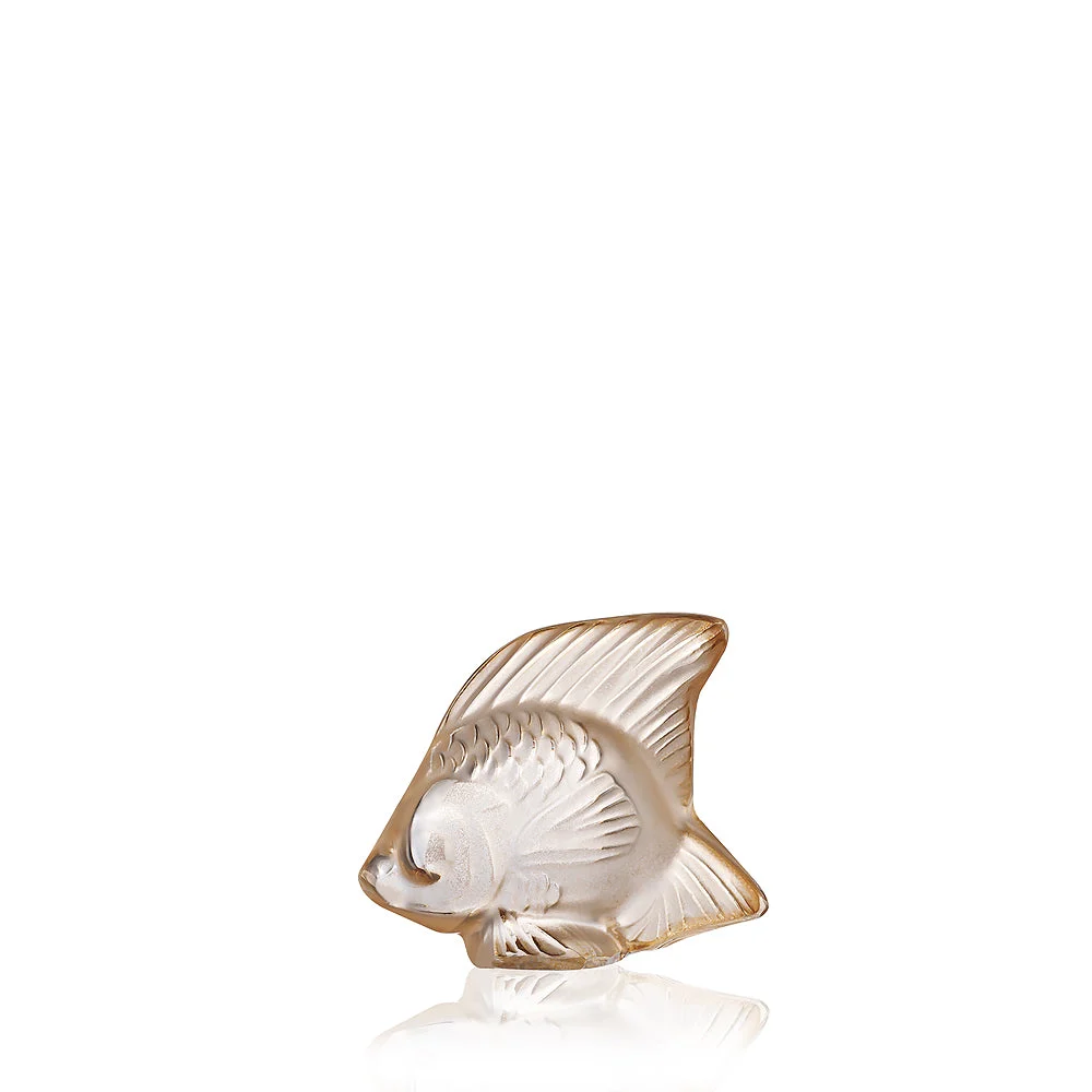 Lalique Fish Sculpture, Gold Luster