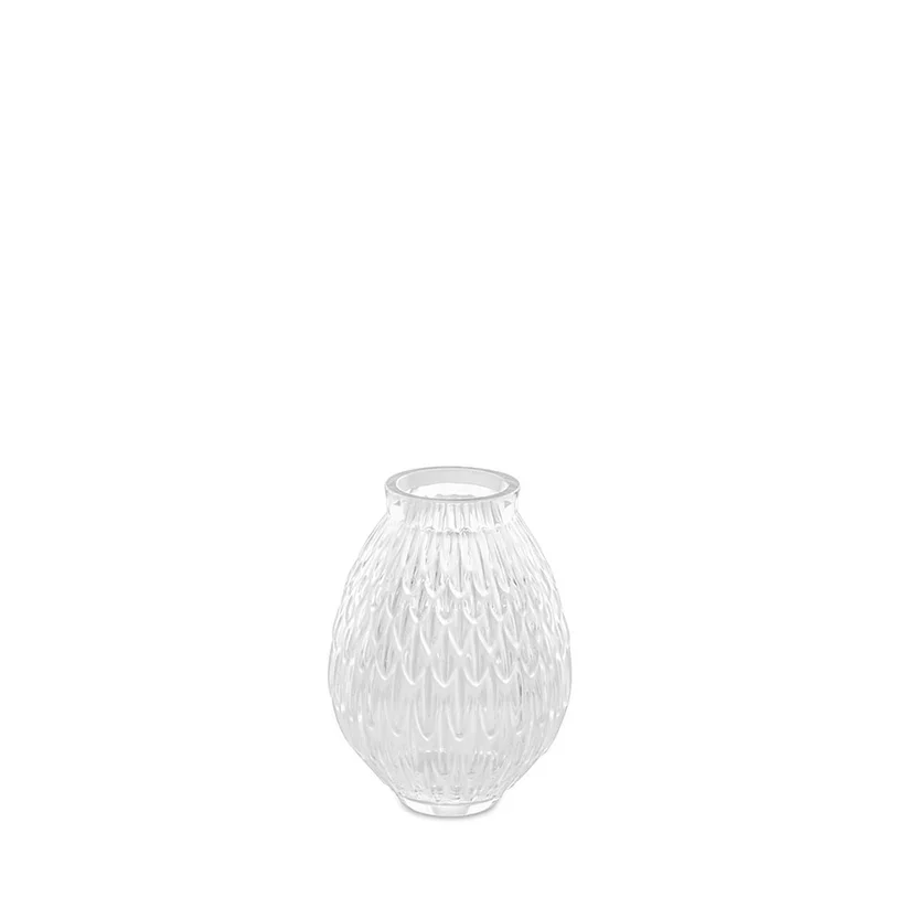 Lalique Plumes Small Vase, Clear Crystal