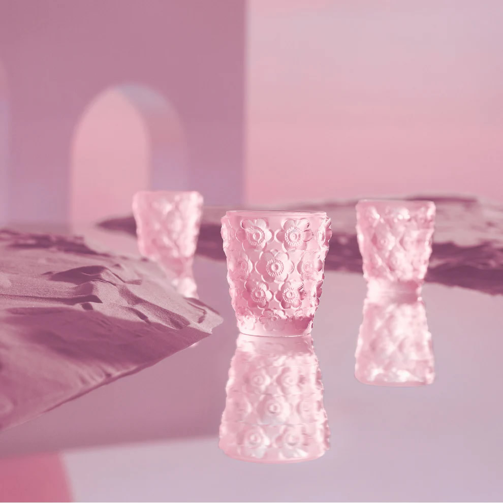 Lalique Anemones Votive (Candle Holder), Pink Lustre Crystal : 10801800
