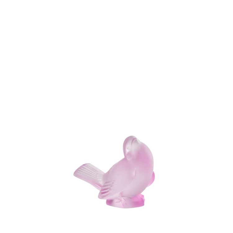Lalique Sparrow Sculpture Pink Luster Crystal