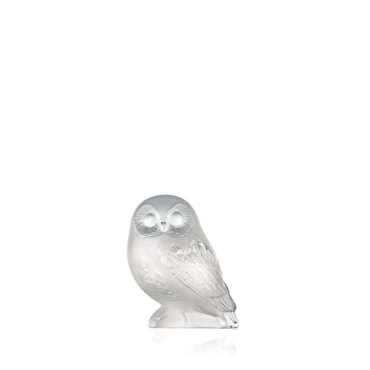 Lalique Shivers Owl sculpture Clear Crystal