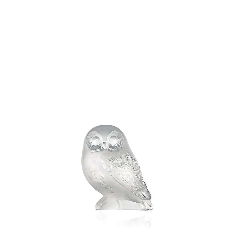 Lalique Shivers Owl sculpture Clear Crystal