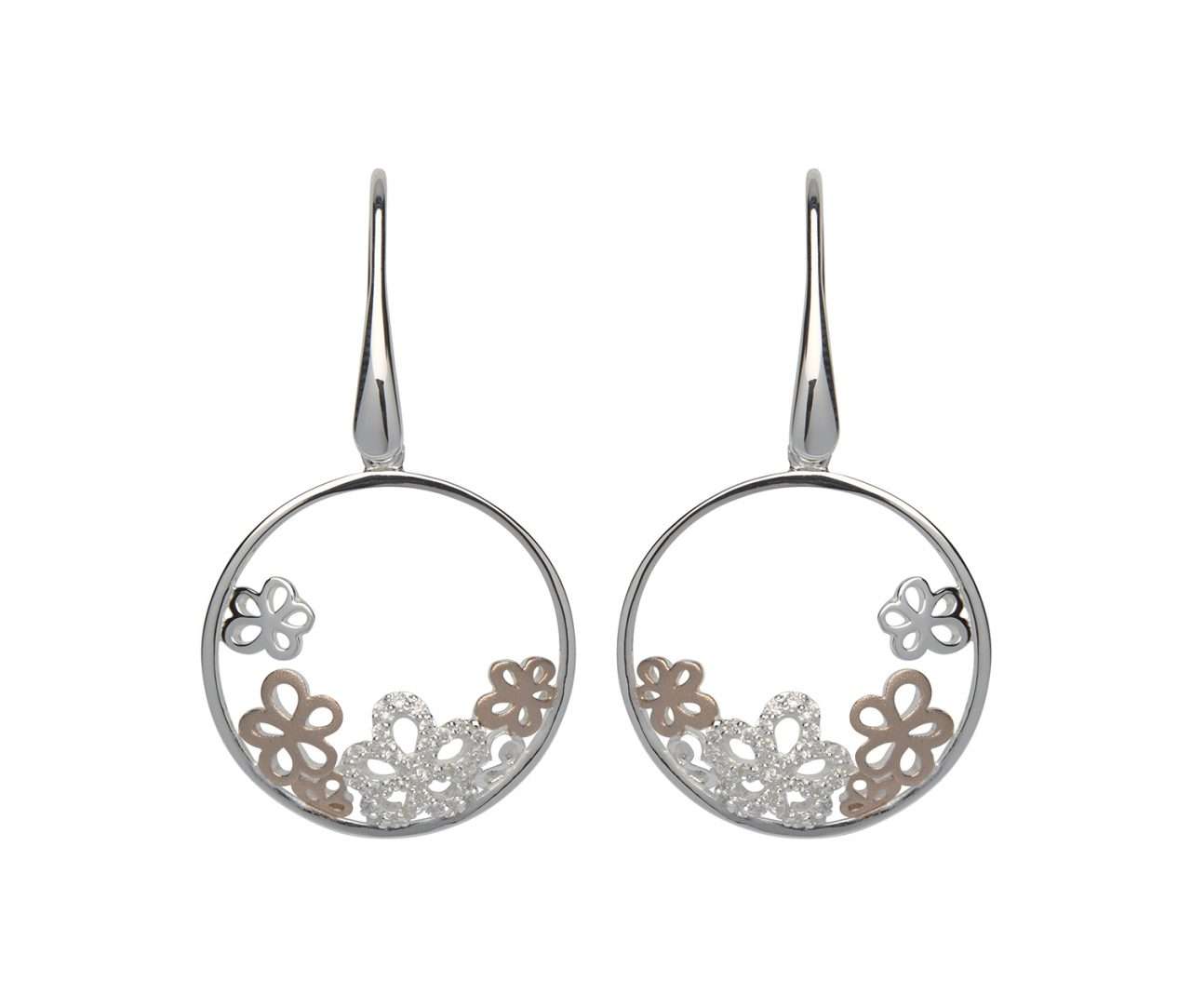 Unique and Co Round Drop Earrings, Flower