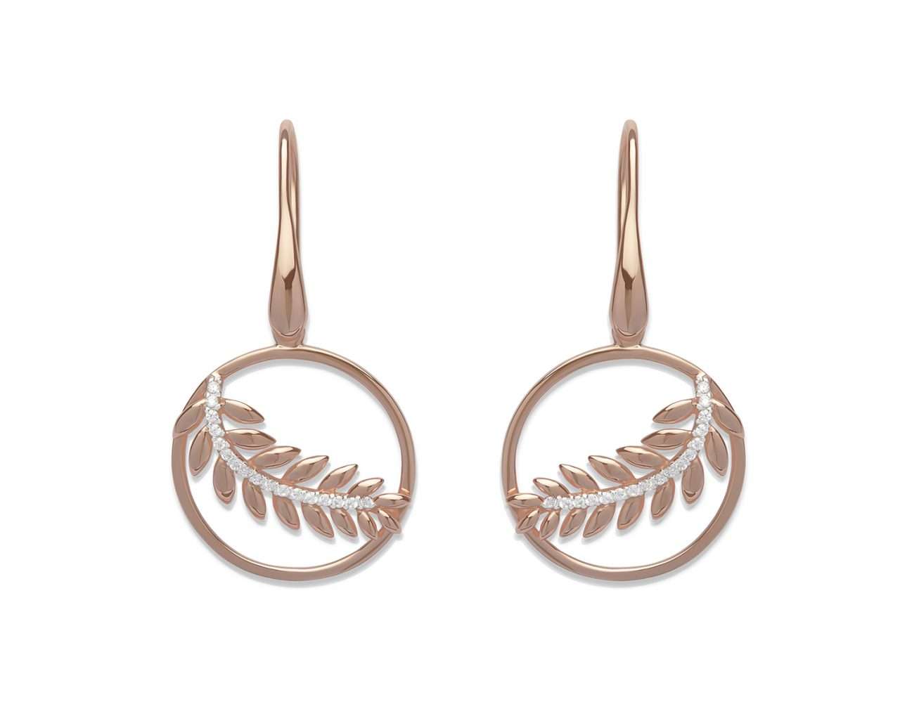Unique and Co Round Drop Earrings, Feather
