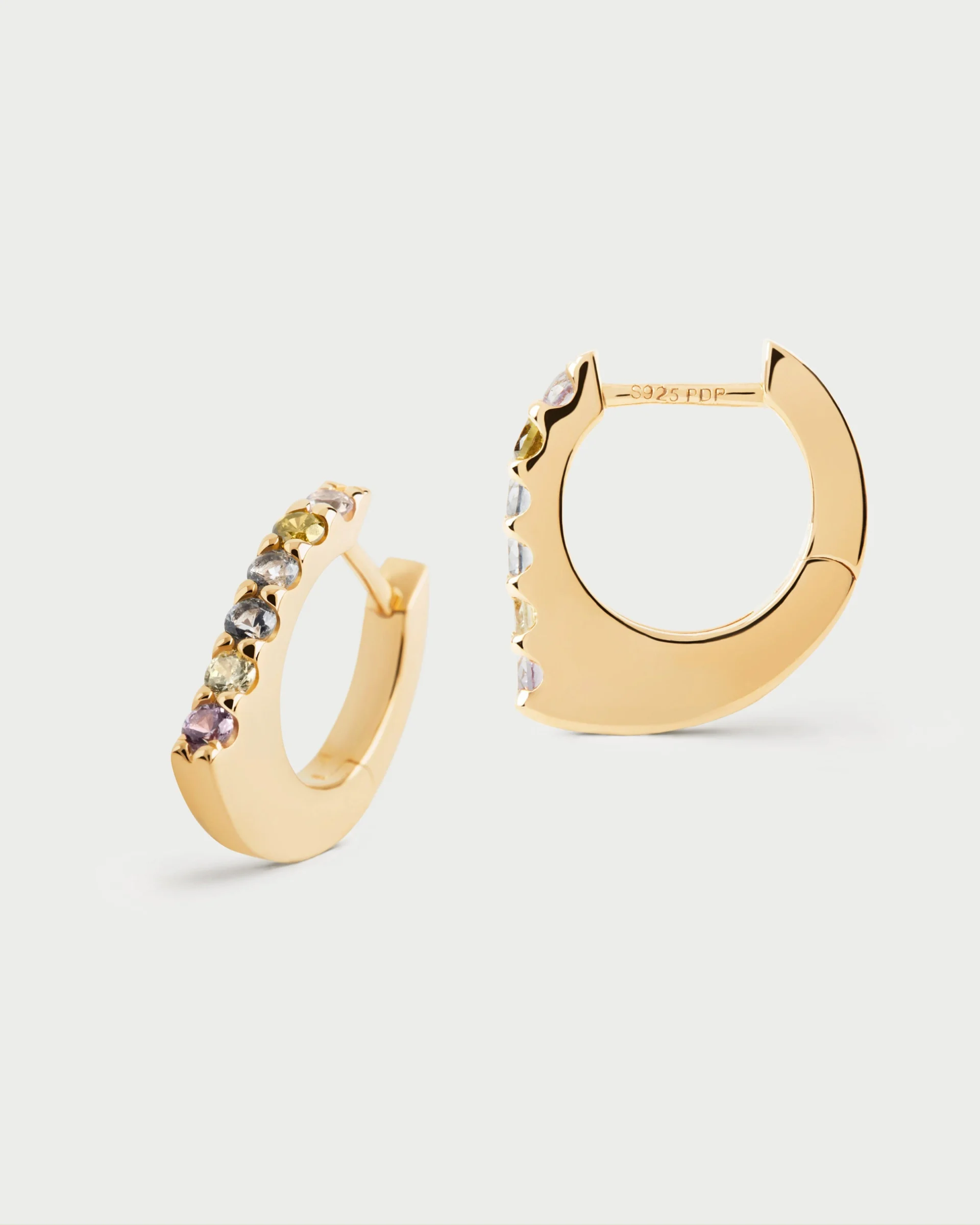 PDPaola Multicolour Oda Hoops, Gold Plated