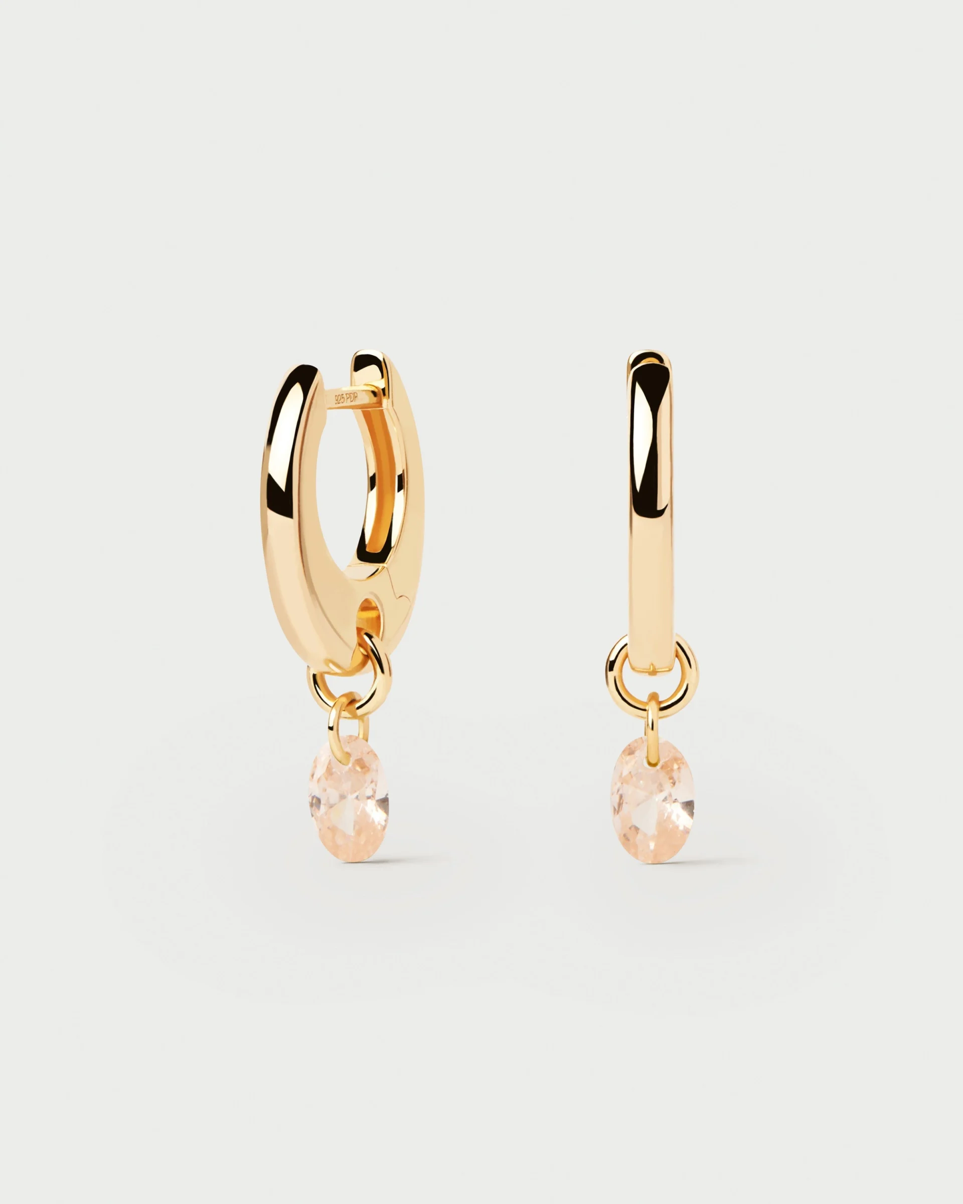 PDPaola Peach Lily Hoops, Gold Plated