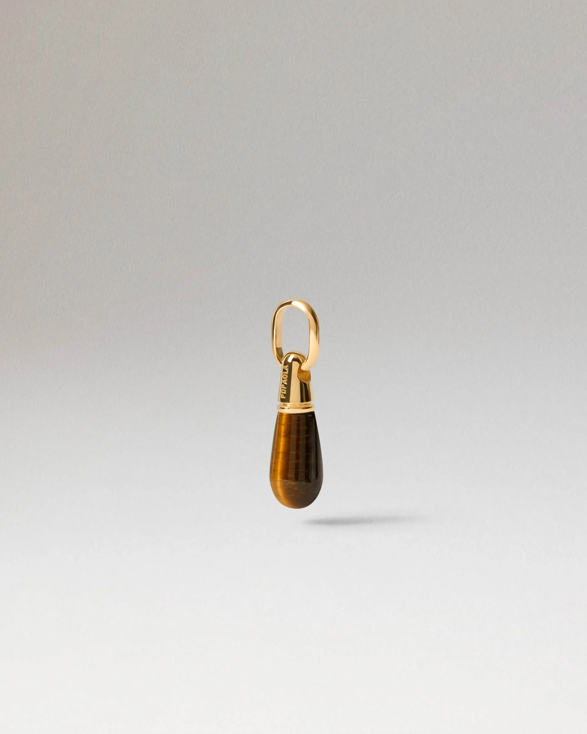 PDPaola Tiger Eye Drop Pendant, Gold Plated