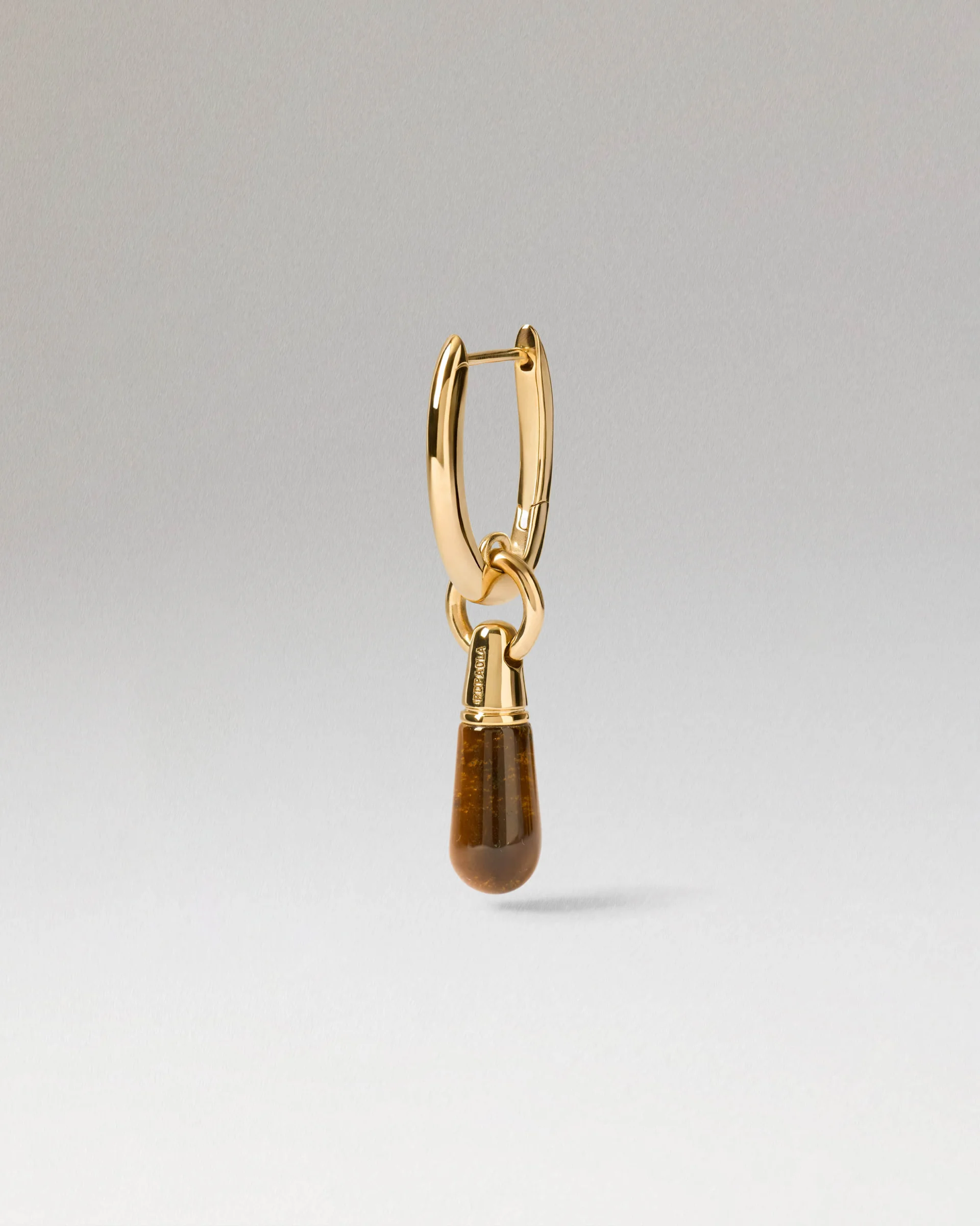 PDPaola Tiger Eye Jupiter Hoop, Gold Plated