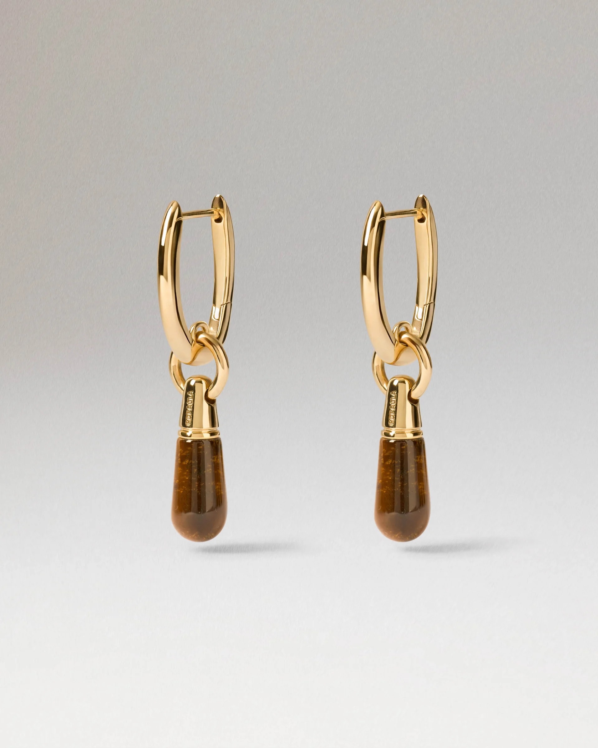 PDPaola Tiger Eye Jupiter Hoop, Gold Plated