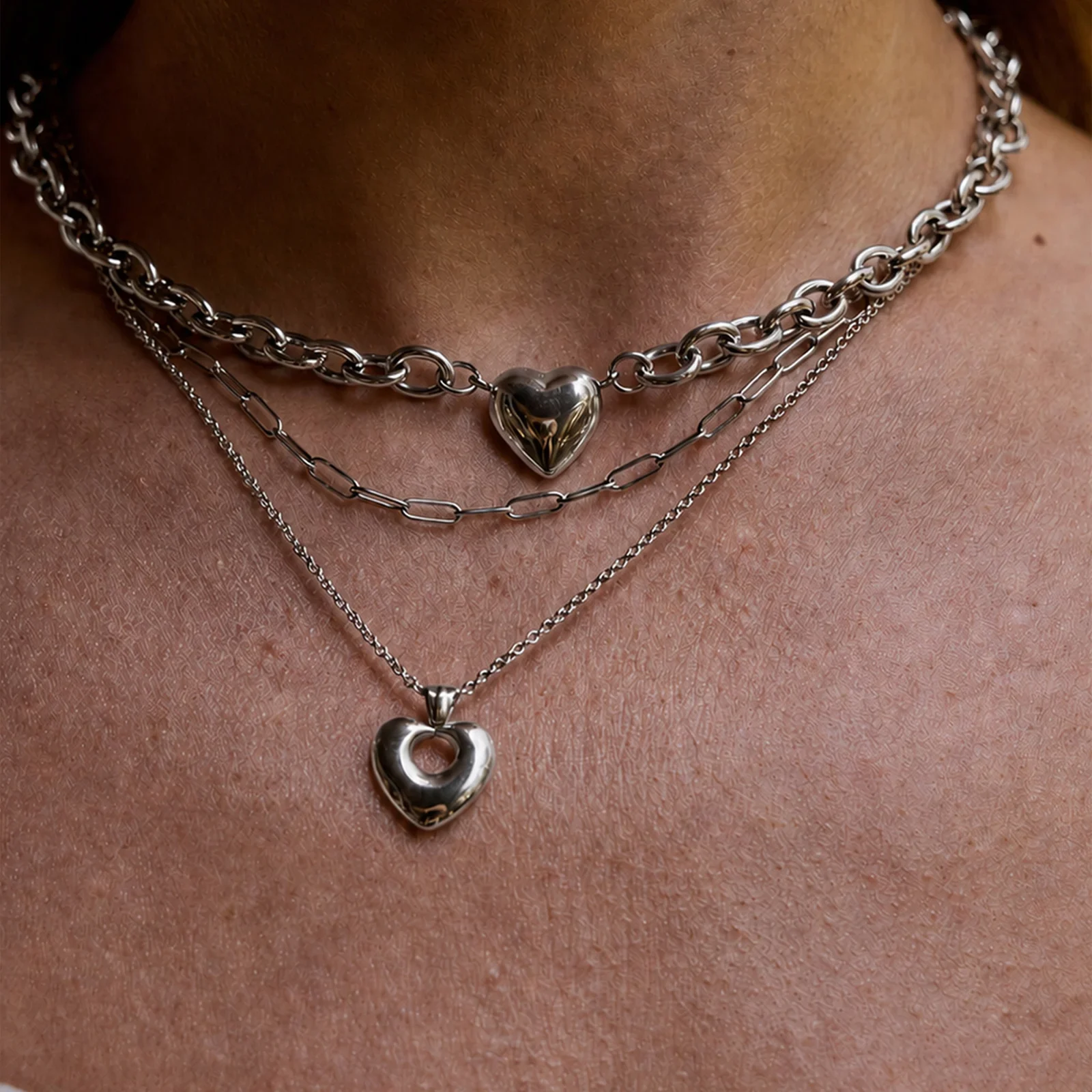 Ava & Sky Chunky Heart Waterproof Necklace